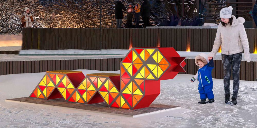 Скамейка "Змейка" световая