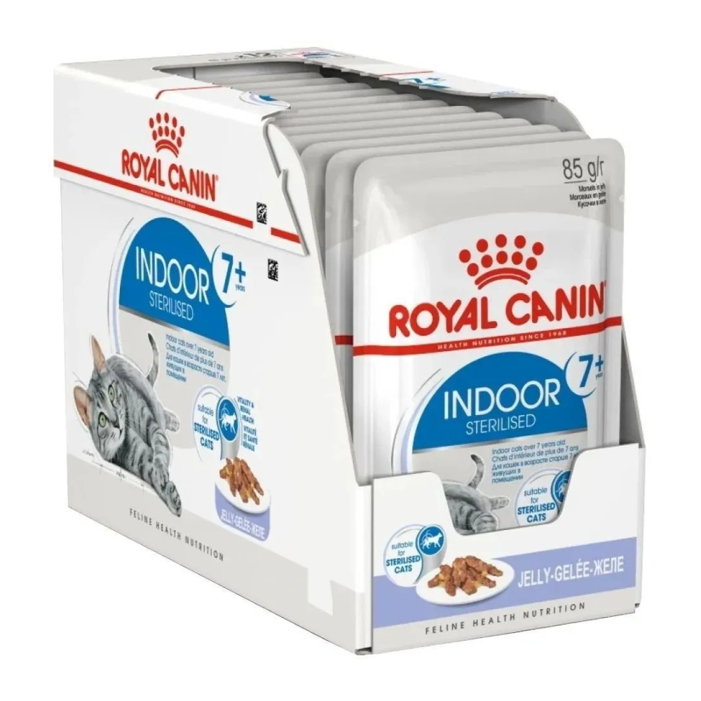 Royal Canin корм консервированный для пожилых кошек 7+ кусочки в желе домашние стерилизованные