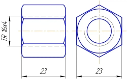Комплект TR 16x4 Трапецеидальный винт, трапецеидальная гайка шестигранная.