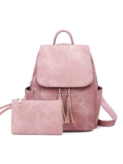 Сумка - рюкзак с косметичкой, женская, 35x28x20см (розовый) (0281B-A1)