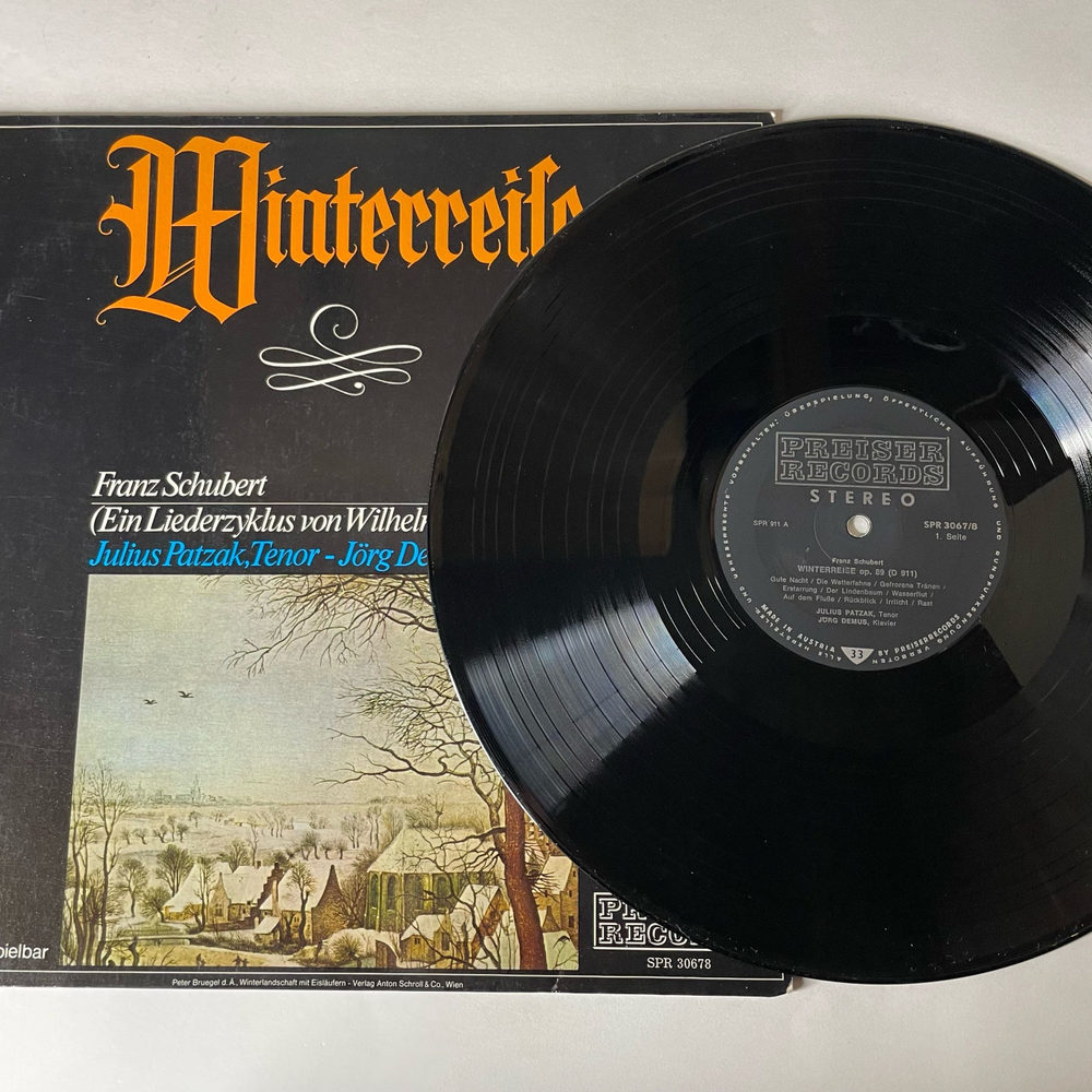 Винтажная виниловая пластинка LP Franz Schubert Франц Шуберт, Julius Patzak, Jorg Demus, Winterreise (Австрия 1977)