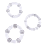 Набор из 3 прозрачных стимулирующих колец Beaded Cock Rings (Цвет: прозрачный)