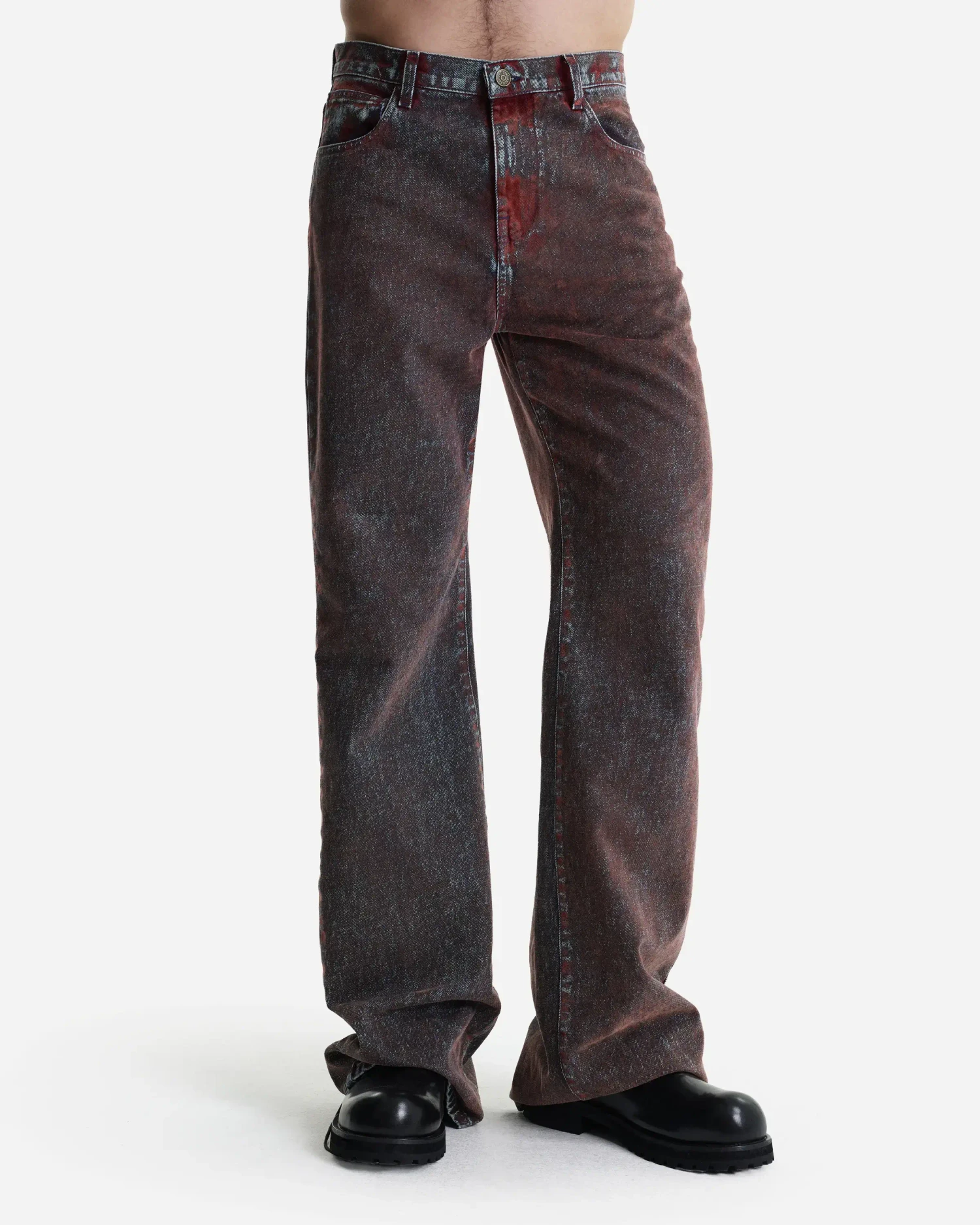 Джинсы клеш с бархатным покрытием