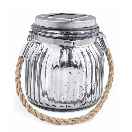 Садовый светильник на солнечной батарее. Теплый свет. Silver Jar