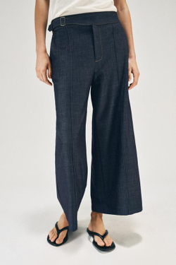 ZARA БРЮКИ-КЮЛОТЫ С ХЛЯСТИКОМ, СИНИЙ/ИНДИГО