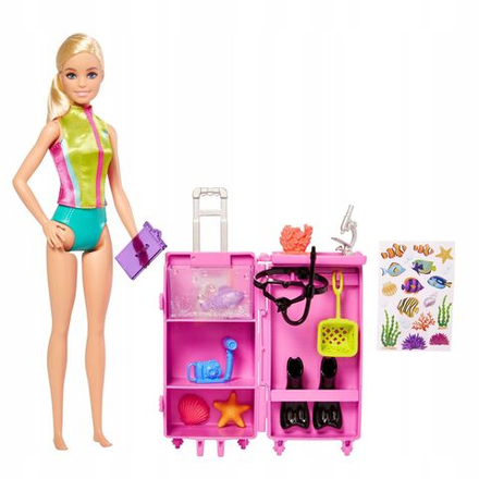 Кукла Barbie Mattel Барби Морской биолог с мобильной лабораторией и другими аксессуарами HMH26