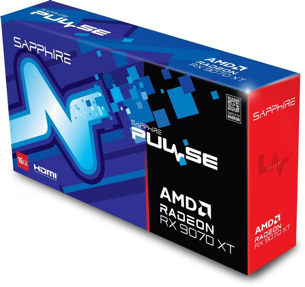 Видеокарта Sapphire AMD  Radeon RX 9070XT 11348-03-20G PULSE AMD RADEON RX 9070 XT GAMING 16GB 16ГБ Pulse, GDDR6, Ret