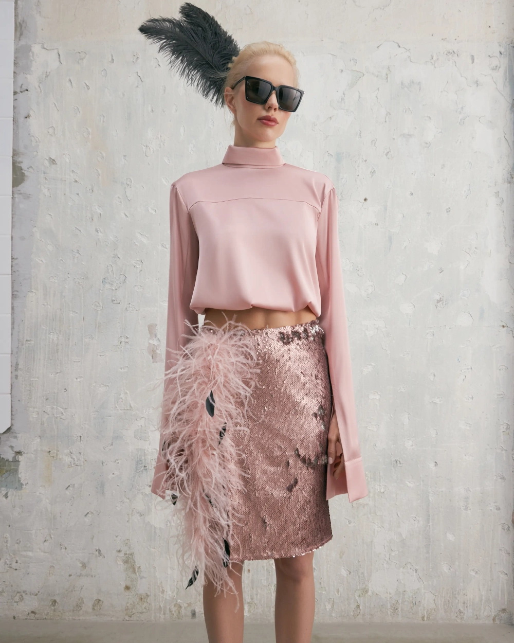 Атласная рубашка Trick Pink