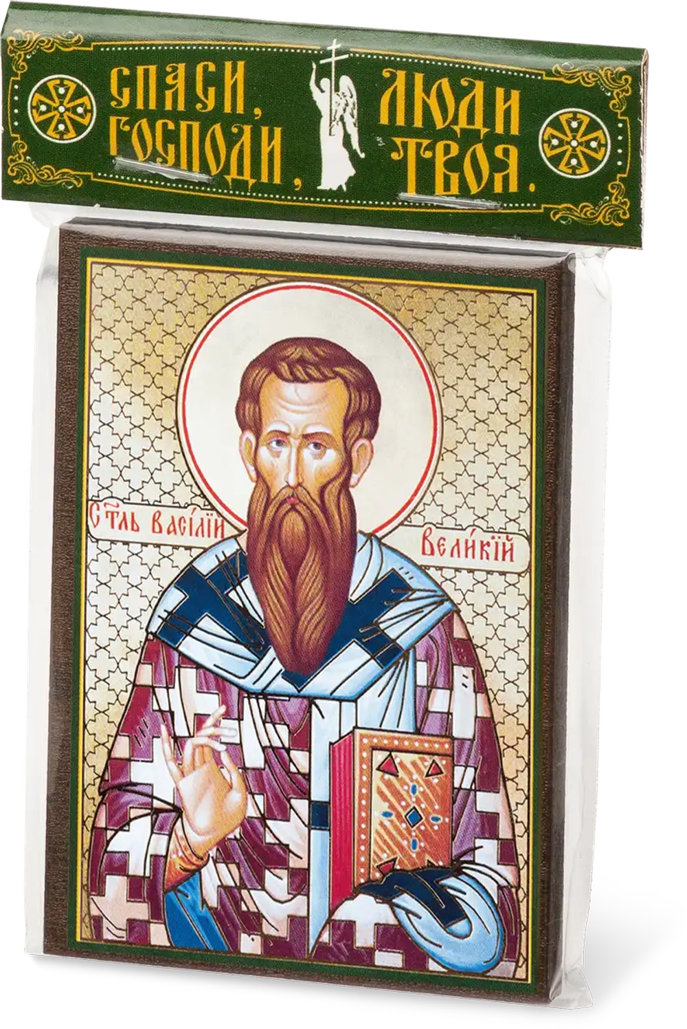 Икона "Василий Великий, святитель" 6х9 на МДФ-6