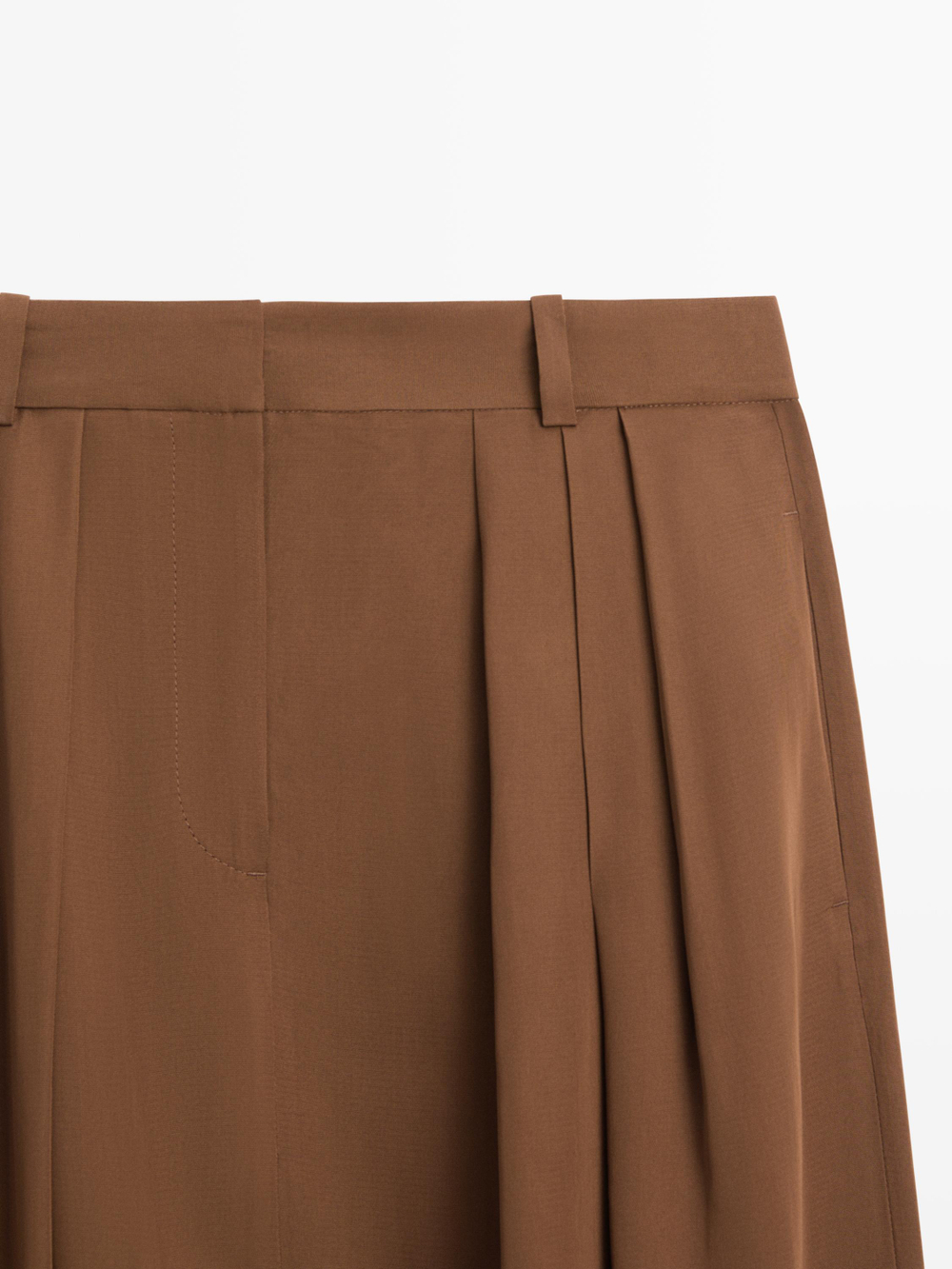 Massimo Dutti Струящаяся плиссированная юбка-шорты, светло-коричневый