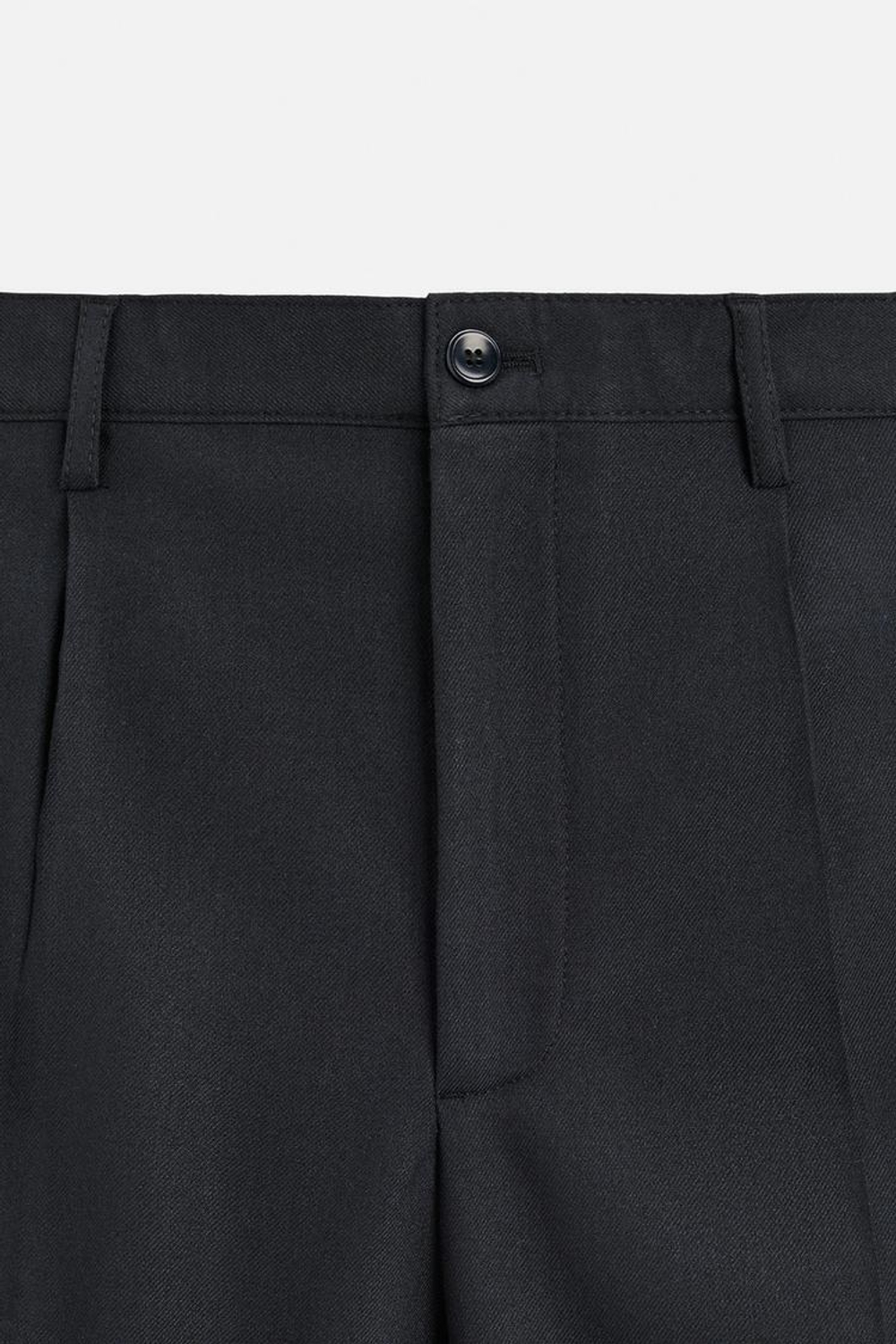 ZARA БРЮКИ ИЗ ФЛАНЕЛИ СО СКЛАДКАМИ, МОРСКОЙ СИНИЙ