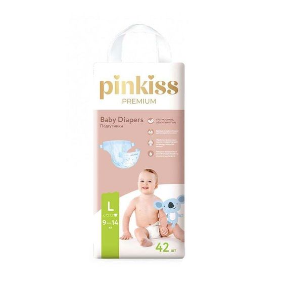 Uşaq bezi \ Подгузники \ Diapers Pinkiss Premium Baby L, 9-14 kq, 42 ədəd