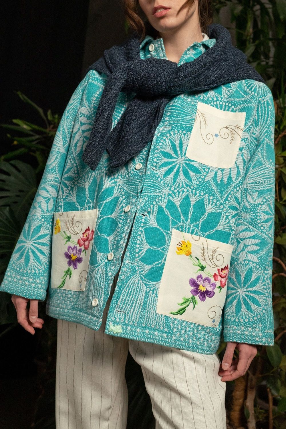 Куртка Soeurs с Вышитыми Нарциссами / Daffodils голубая