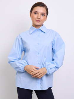 Рубашка для девочки голубая с бантом на спине