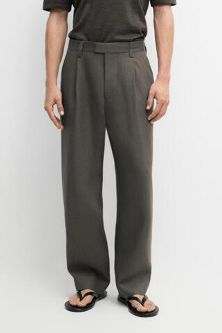 Massimo Dutti Брюки от льняного костюма, темно-зеленый