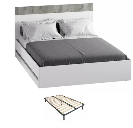 Кровать Инстайл КР-04 ортопед метрополитан грей/белая шагрень 1600