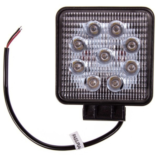 Фара светодиодная дополнительная 9 SMD 27W, 12/24V, 6000K  107*107(126)*25 мм (прямоугольная) дальний (SKYWAY)