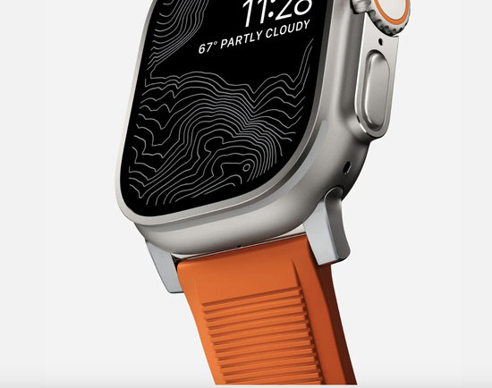 Ремешок Nomad Rugged Strap, orange/silver - Apple Watch Ultra (49mm) 8/7 (45mm)/6/SE/5/4 (44mm)/3/2/1 (42mm), оранжевый