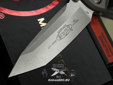 Нож Microtech Socom Elite Manual 161-10NC Natural Clear Tanto Edge Stonewash - серая алюминиевая рукоять, сталь M390