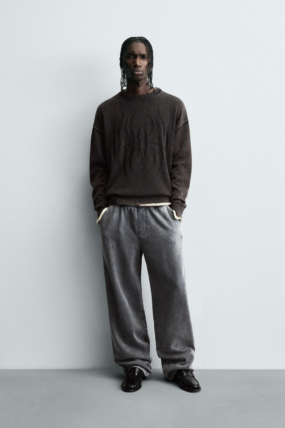 ZARA СВИТЕР СВОБОДНОГО КРОЯ, КОРИЧНЕВЫЙ