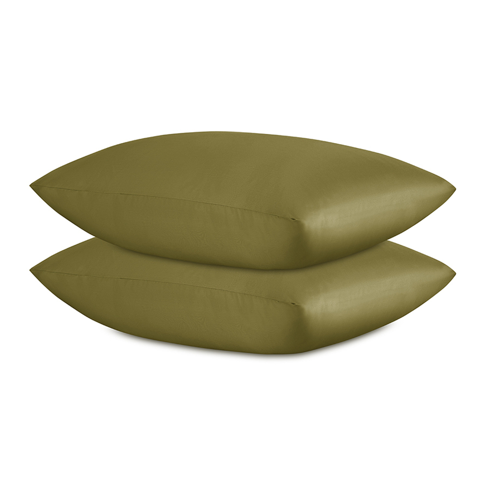 Комплект постельного белья из премиального сатина оливкового цвета из коллекции essential, 200х220 с
