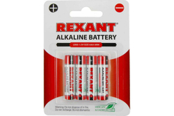 Алкалиновая батарейка REXANT AAA, LR03 4 шт 30-1012