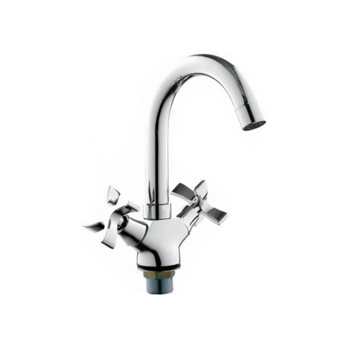 Смеситель для раковины 1/2 кер L1122-2 Ledeme высокий пов. излив, п/гайку, ХРОМ