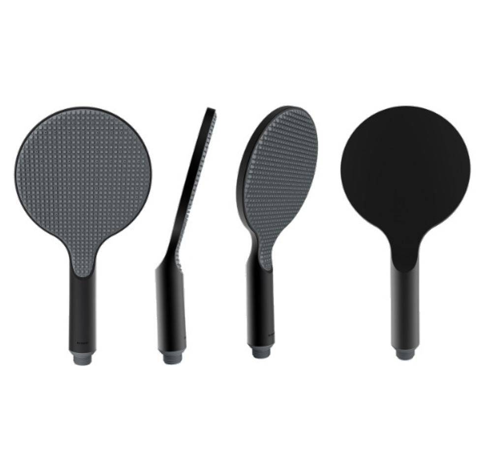 Bossini Apice душевая система: термостат, стойка с верхним поворотным душем Ø 280 мм, с ручным душем, цвет черный матовый