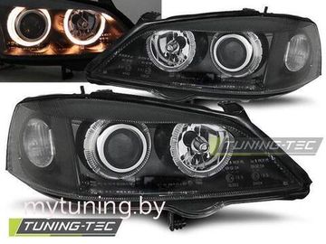 Передние фары Opel Astra G angel eyes black