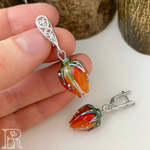 LEFIREL' Серьги серебряные женские "Физалис" с цветами из муранского стекла / ювелирные украшения из родированного серебра 925