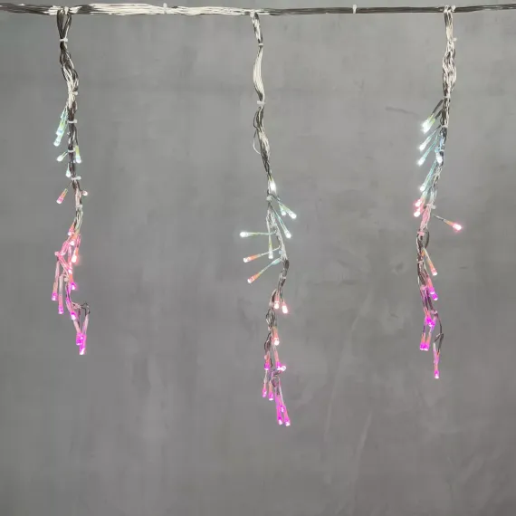 Светодиодная бахрома с эффектом бегущий огонь 1.75*0.4м., 24V, 160 LED ламп бело - розового цвета, прозрачный провод, Beauty Led (ESI160-SH10-1WP)