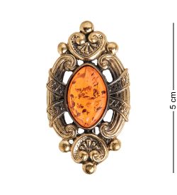 AM- 932 Брошь «Маркиза» (латунь, янтарь)