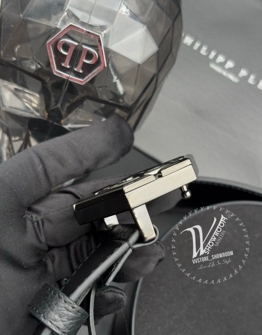 Ремень Philipp Plein Hexagon PVD Black