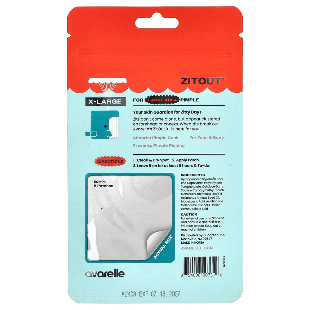Avarelle, Zitout®, X-Large, 8 патчей