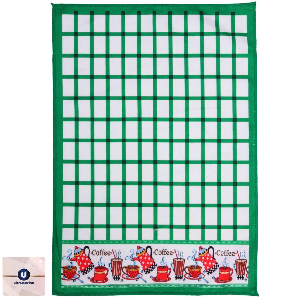 Полотенце кухонное «Клетка - Кофе» 40*57 см, цвет зелёный, микрофибра 200 гр/м2
