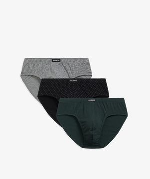 Мужские трусы (3шт) слипы классика Atlantic 3MP-179, серый меланж + черный + изумрудный