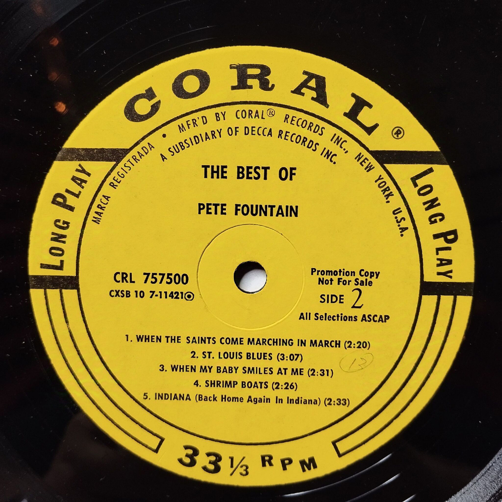 Винтажная виниловая пластинка LP The Best Of Pete Fountain (USA 1971)