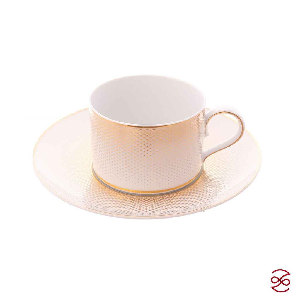 Набор чайных пар Falkenporzellan Deluxe Shape - Rio White Gold 230 мл (6 пар)