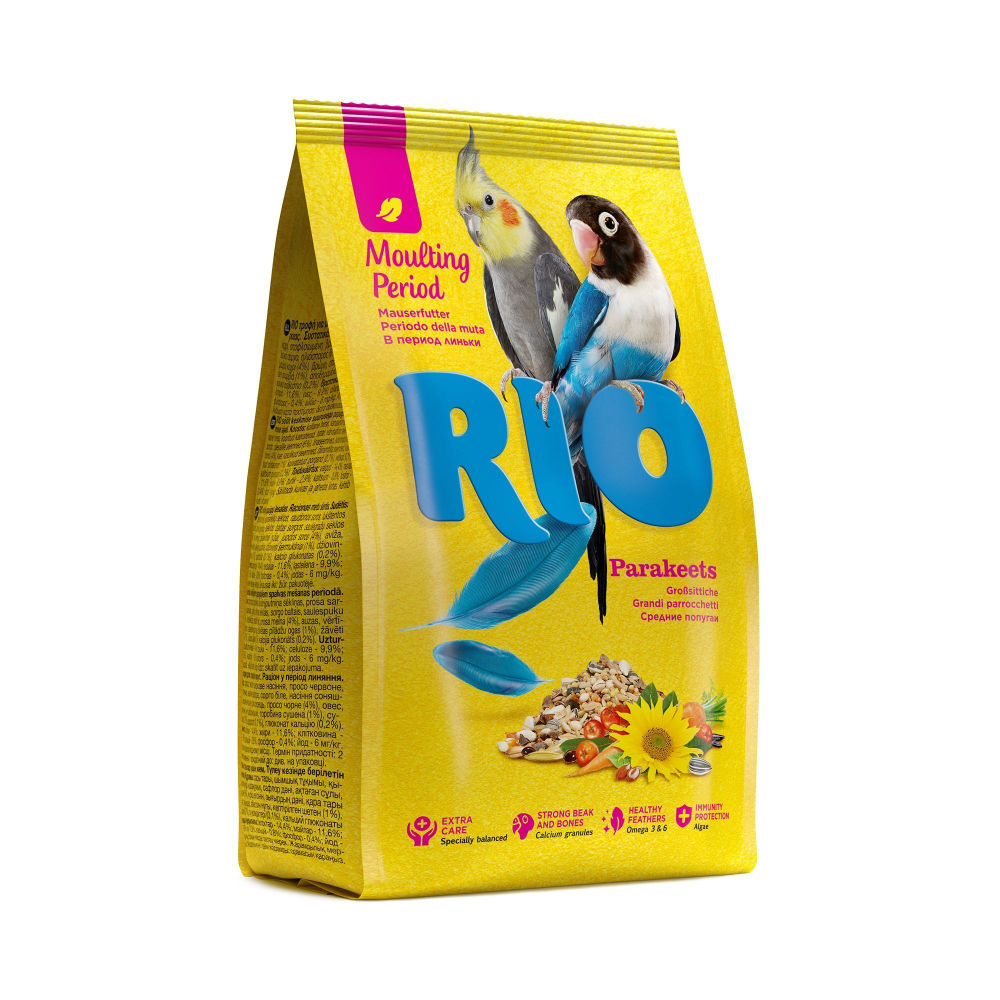 Сухой корм RIO для средних попугаев в период линьки, 500 г