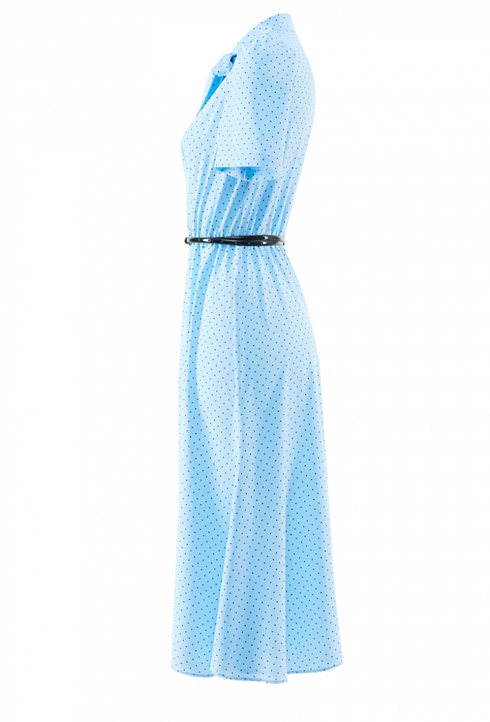 Платье с коротким рукавом в мелкий горох голубое 05-01-20 SS