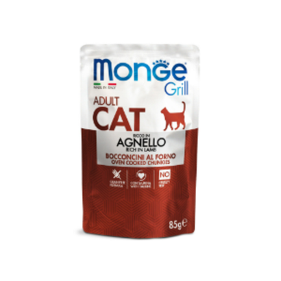 Влажный корм Monge Cat Grill для взрослых кошек, из новозеландского ягненка, паучи 85 г - 28 шт