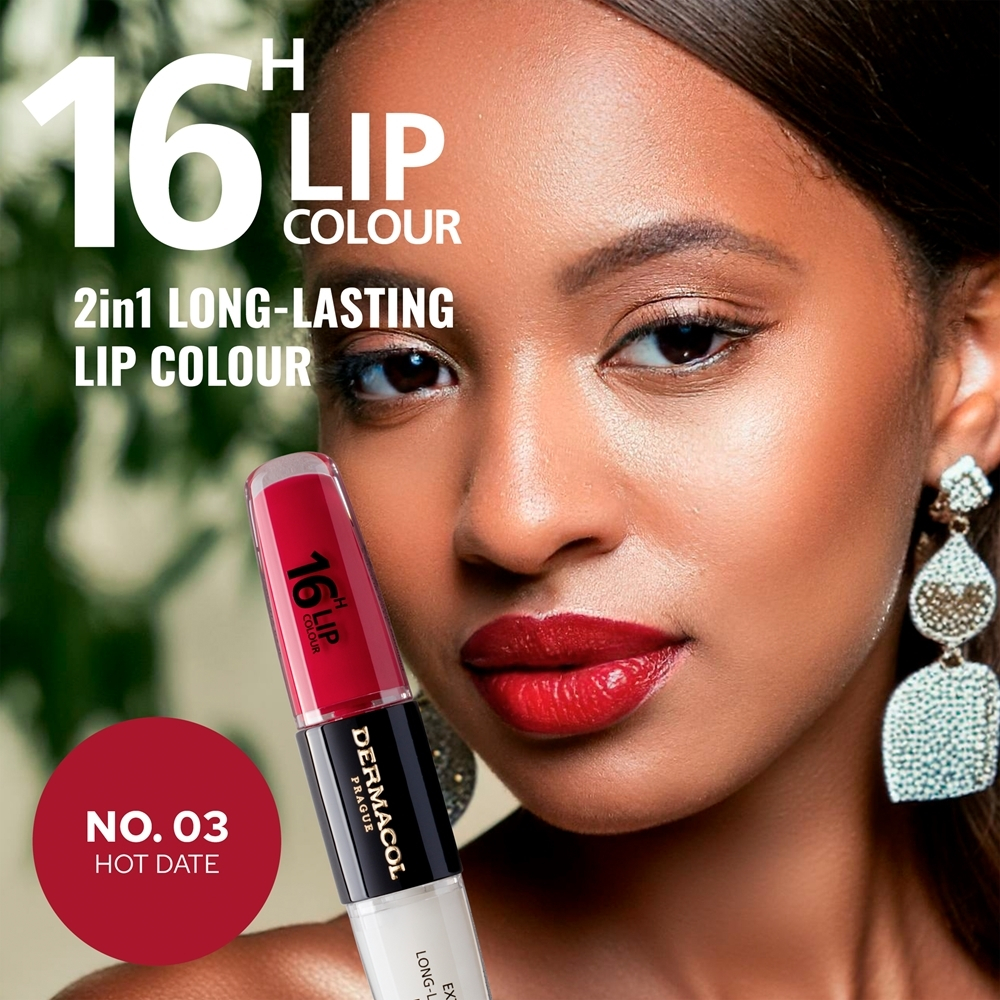 Dermacol 16H Lip Colour - Стойкая помада и блеск для губ, 2× 4 ml