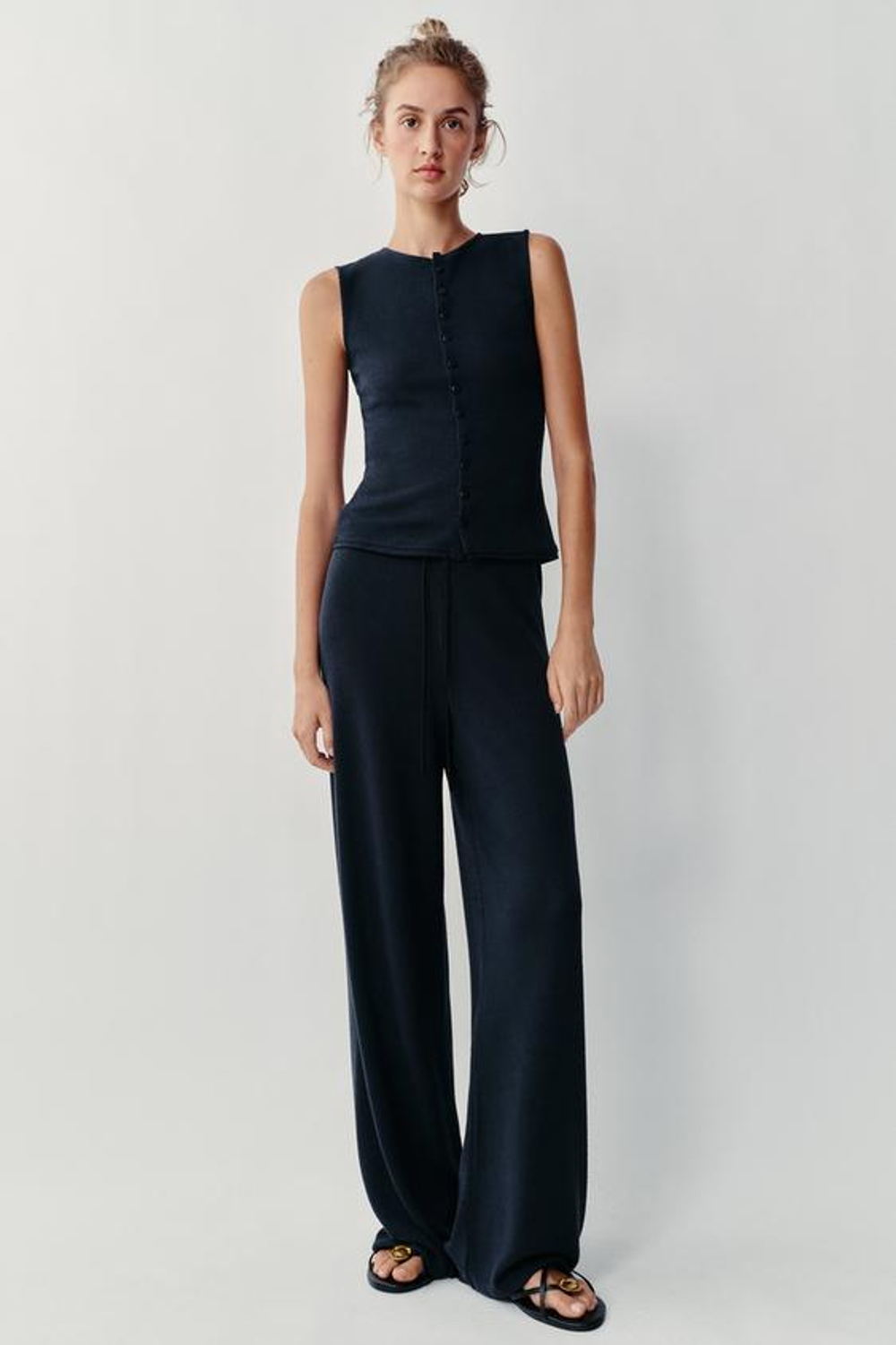 ZARA ЖИЛЕТ С ВЫРЕЗОМ ХЕНЛИ, МОРСКОЙ СИНИЙ