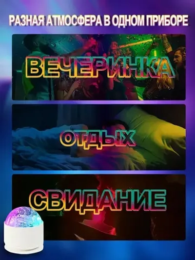 Ночник звездное небо полярное сияние /16 RGB цветов с пультом