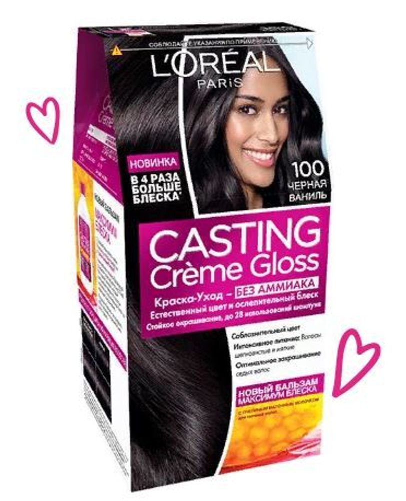 L&#39;Oreal Paris Краска для волос Casting Creme Gloss, тон №100, Черная ваниль, 180 гр