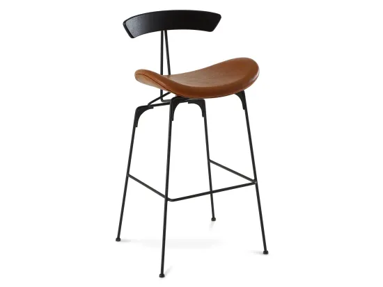 Барный стул Candy металлический, деревянная спинка, коричневая экокожа