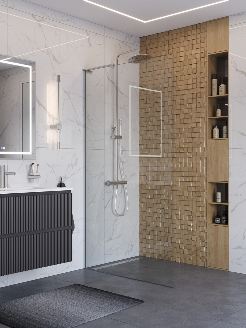 Душевая перегородка BelBagno UNO-L-1-TB-100-C-Cr профиль хром, стекло прозрачное