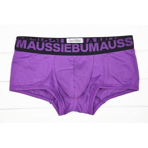 Мужские трусы хипсы фиолетовые с черной резинкой Aussiebum