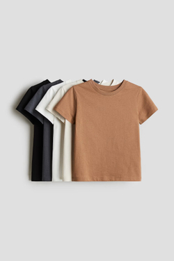 H&M Набор из 5 футболок из хлопка, коричневый