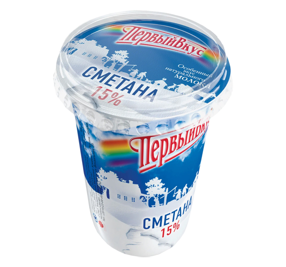Сметана Первый вкус 15%, 500 г бзмж
